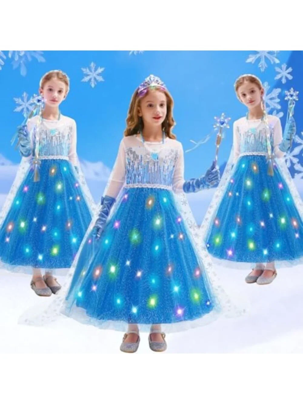 Light Up Princess Dress for Girls 3-11 | Sparkly Dress-Up Costume Gift Set